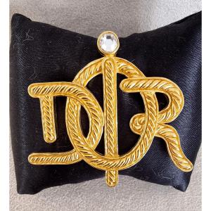  Christian Dior Gold & Crystal Brooch