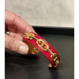 Hermès Gold-plated Anchor Chain Bracelet With Lizard