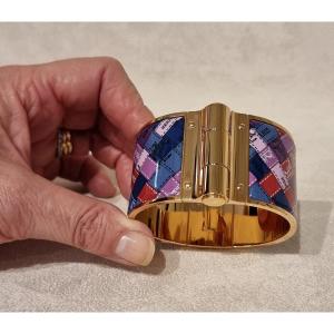 Hermès Gold-plated And Enamel Hinged Cuff Bracelet 