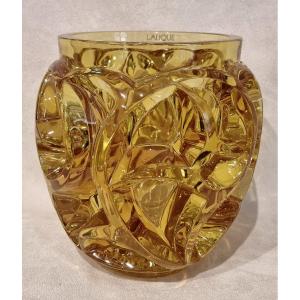 Lalique Vase Twists Yellow Crystal Limited Edition 999 Pieces