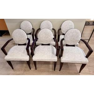 Maurice Lafaille Set Of 6 Bridges Armchairs Circa 1940