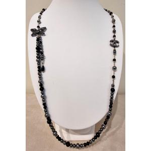 Chanel Crystal Sautoir Ruthenium And Glass Beads 