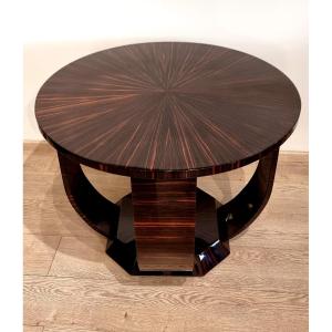 Albert Fournier & Cie  Macassar Ebony Veneered Pedestal Table  Art Deco  1930