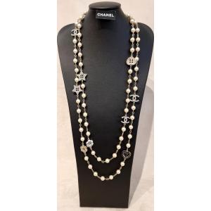 Chanel Long Collier Sautoir Pearls Stars Double Cc