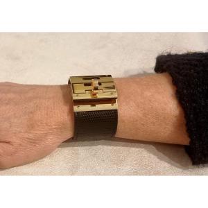 Hermès Kelly Dog Cuff Bracelet, Gold-plated & Lizard