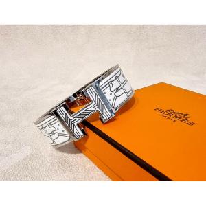 Hermès Clic H Bracelet, Quadrige Platinum Model, White  
