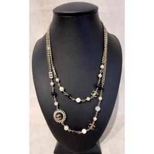 Chanel Long Necklace, Gold-tone Metal, Crystal And Resin 