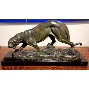 Irénée Rochard Sculpture Panthere Bronze Art Deco 1930