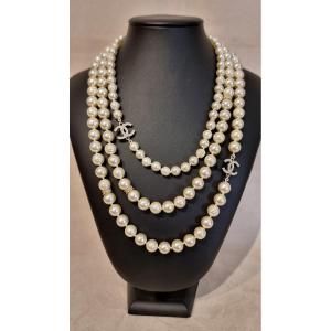 Chanel Necklace 3 Strands Glass & Crystal Beads