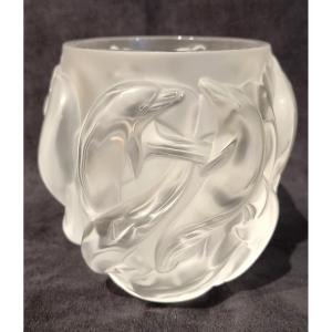 Lalique France Dolphins Crystal Vase