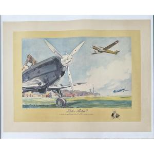Geo Ham Rare Aviation Poster Propeller Ratier Chavane 1950 Original French Poster