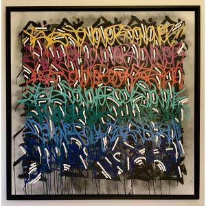 Jonone Large Street Art Painting 2010 "when Magic Happens" 150 X 150 Cm / Certificate.