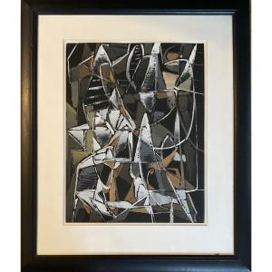 André Lanskoy, Large Original Gouache, 65 X 50 Cm, New School Of Paris