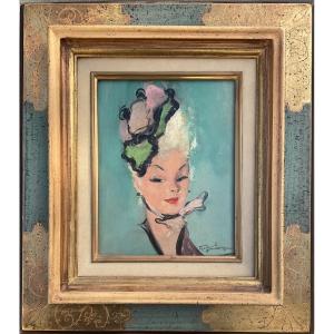 Jean Gabriel Domergue Painting On Oil Portrait Of A Young Woman Lolotte
