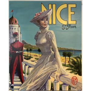 Lepas Painting Painting 1940/50 Bay Of Nice St Jean Riviera Negresco Plm