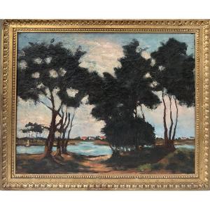 André Dunoyez De Segonzac Painting On Oil 1920 Seaside Landscape