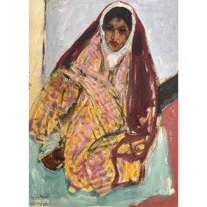 Maurice Henri Hensel Rare Gouache Oriental Woman 1928 Southern Algeria 