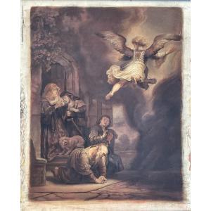 Marcel Roux Rare Watercolor And Charcoal 19th Century Archangel Raphael After Rembrandt Museum