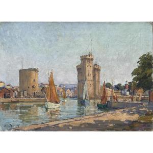 Henry Malfroy Painting On Oil Original Painting 1910/20 Port Of La Rochelle Dimensions 8p
