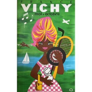 Vintage 1960 Poster Lefor Openo Vichy Brigitte Bardot 100 X 62 Cm