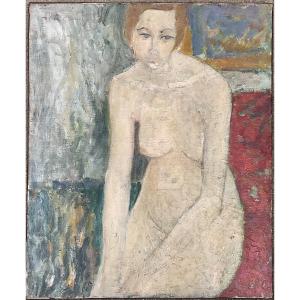 Alain Bonnefoit Painting Original 1980 Female Nude Model 
