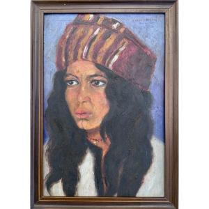 Carlos Abascal Painting 1926 Portrait Of A Berber Woman Orientalist Painting Morocco 