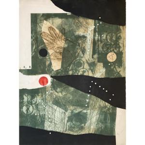 Antoni Clavé Rare Engraving Carborundum Red Dot Black Dot 1975