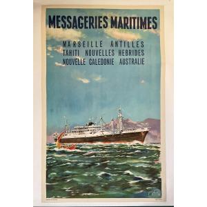 Vintage Poster Jean De Gachons 1958 Messageries Maritimes French Lines Poster