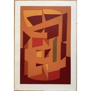 Victor Vasarely Original Screen Print 1988 Kallion Original Litho Print 78x76 Cm