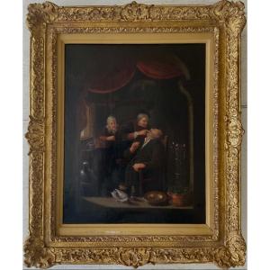 Gérard Dou Painting 18th Century Patient At The Dentist's Cabinet Of Curiosities Flemish School 