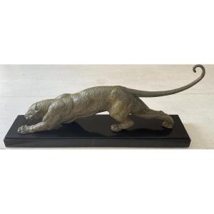 Demetre Chiparus Art Deco Panther Sculpture 1930 Beautiful Patina 