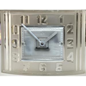Ato 1930 Clock, Press-molded Frosted Glass Model, Art Deco, Lalique 