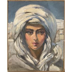 Lucienne Capdevielle Painting 1920/30 Portrait Oriental Woman Quality +++