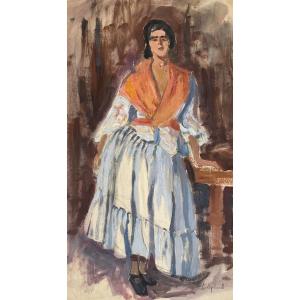 Lucienne Capdevielle Painting 1920/30 Young Gypsy Woman