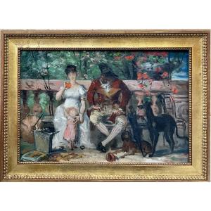 Scene Galante In The Park XVIIIth Century Original Painting French Painting XIXth Century