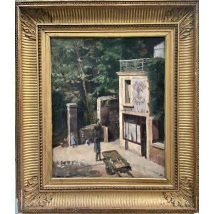 XIXth Century French Painting Marchand De Vin Paris Auteuil Rare Animated Scene