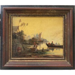Félix Ziem Painting Original Painting Fishermen On The Bosphorus Marine Orient