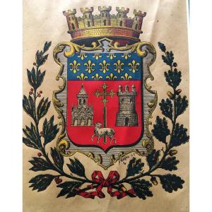 Engraving Of Coat Of Arms Of The City Of Toulouse Late XIX