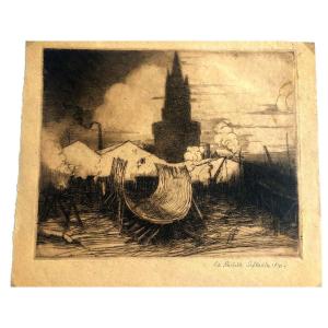 Etching From The La Pallice Shipyards, La Rochelle 1920