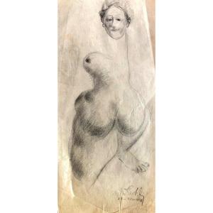 Surrealist Nude By Pikko Nikolitch 1957