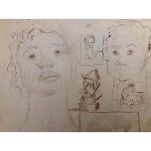 Pikko Nikolitch Drawing Composition Circa 1950