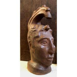 Head Of Pacal The Great Mayan King Of Palenque, Terracotta Circa 1920