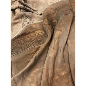 Gold Lamé Satin Bedroom Set, Embroidered, Circa 1900, Art Nouveau