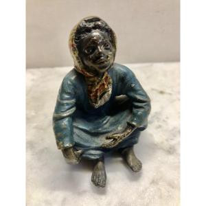 Vienna Bronze Seated Woman By Franz Xavier Bergmann (1861-1936)