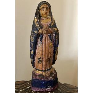 Small Polychrome Virgin Mary, Brazilian Folk Art, 19th Century