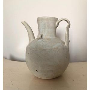 Milky White Glazed Ewer China Late Tang And Fifth Dynasty Changsha Hunan