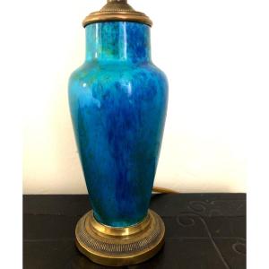 Paul Milet Sèvres 1920 Flamé Baluster Vase Mounted As A Lamp