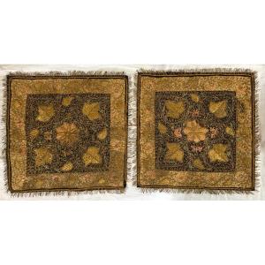 Pair Of Perso-indian Gilt- Embroidered Textile Panels, Early XXth Century