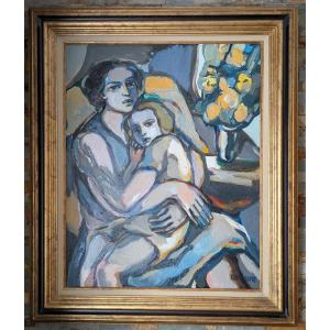 Jean-jacques Deschamps (born 1932) "maternity With Bouquet"