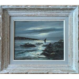 M. Stebler "nocturnal Seascape With Rocky Coast"de